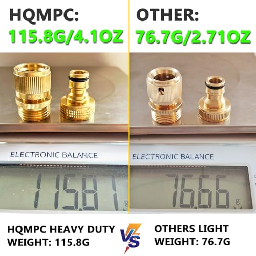 HQMPC Garden Hose Quick Connect Solid Brass Quick Connector Garden Hose Fitting Water Hose Connectors 3/4 inch GHT (2SETS)