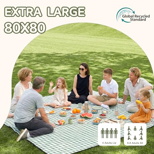 Genovega Waterproof Picnic Blanket Beach Outdoor Camping Mat Extra Large Foldable Cute Big Travel Essential Accessories Gift Park Patio Lawn Garden Grass Ground PlayMusic Festival Concert Must Have