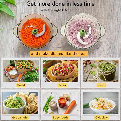 Brieftons Express Manual Food Chopper: Large 8.5-Cup, Hand Chopper Vegetable Cutter to Chop Veggies, Fruits, Herbs, Garlic Onion Chopper for Salsa, Salad, Pesto, Guacamole, Coleslaw, Indian Cooking