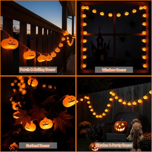 Runleo Halloween Decorations Pumpkin String Lights Battery Operated