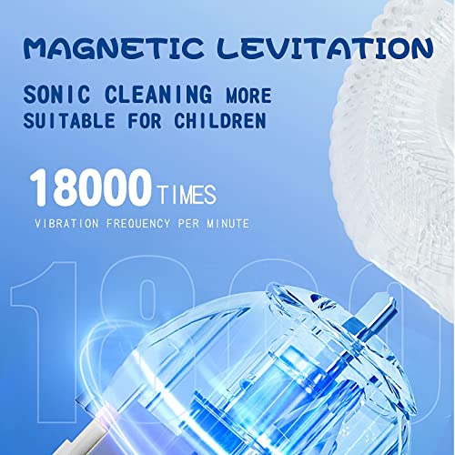 DYCROL Kids U Shaped Electric Toothbrush with 4 Brush Heads, Sonic Toothbrush Kids with 5 Modes, Cartoon Dinosaur 360-Degree Cleaning IPX7 Waterproof Design (2-6 Age (Blue))