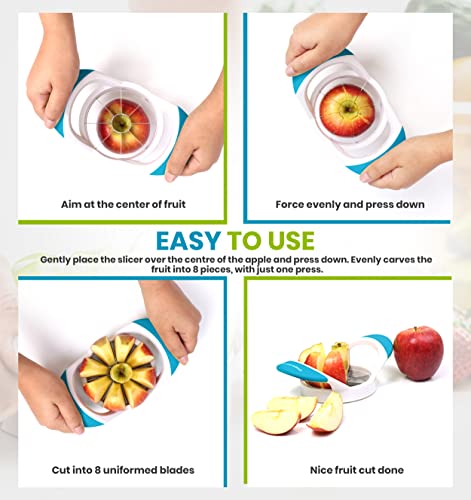 Utopia Kitchen Apple Corer and Slicer Fruit Cutter Apple Divider Wedger Stainless Steel Slicer for Fruits and Vegetables Ergonomic Handle Easy Grip 8 Sharp Blades Blue