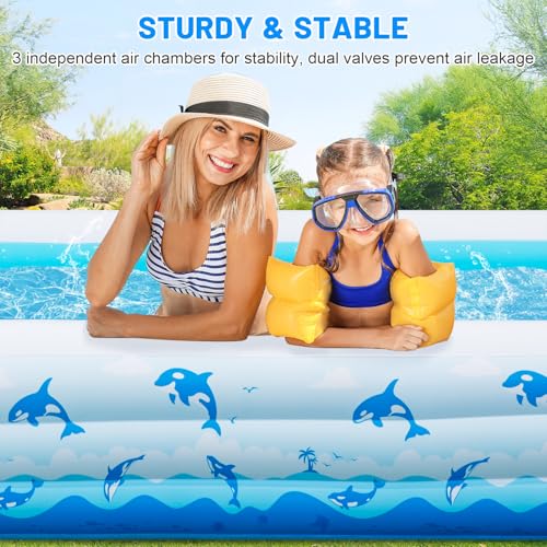 Extra Large Inflatable Swimming Pool β 165" x 76" x 22" Oversized Blow Up Pool for Adults, Big Family Backyard Pool with Pump, Thickened Kiddie Pool for Summer Water Party, Easy Set Up