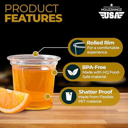 Plastic Shot Glasses Disposable 1.25 Oz – 250 Clear Plastic Shot Glass Cups Bulk for Liquors, Wine Tasting, Jello, Tequila, Mini Small Cocktail Margarita Sample Sauce Cups for Parties and Everyday Use