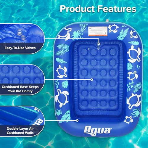 Aqua Inflatable Tanning Pool Lounger, Premium Pool Float with Cupholders and Removeable Pillow for Relaxation and Fun