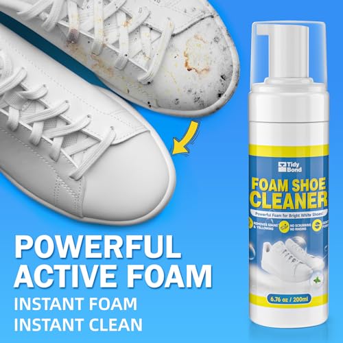 Shoe Cleaner 6.76 fl oz (200ml) – Sneaker Cleaner Foam for White Shoes, Deep Removes Stains & Dirt, Anti-Yellowing Shoe Cleaning Kit with Brush & Towel for Leather, Canvas, Knit, Rubber & More