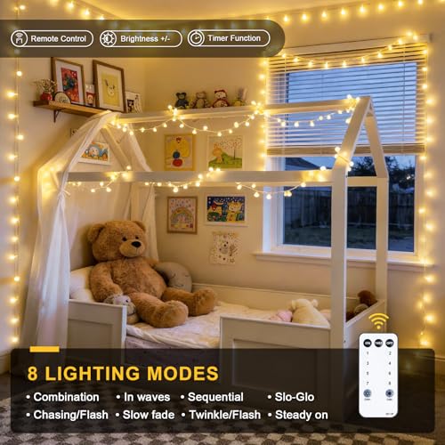 JMEXSUSS 100 LED Globe String Lights Indoor Bedroom, 33ft Fairy Lights