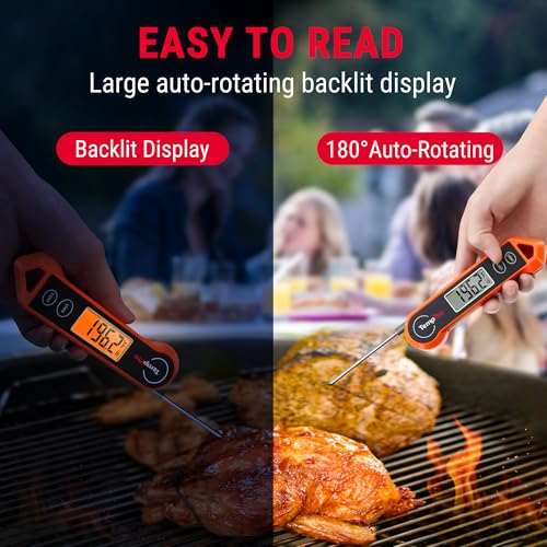 TempPro TP19H Digital Meat Thermometer for Cooking with Ambidextrous Backlit and Motion Sensing Kitchen Cooking Food Thermometer for BBQ Grill Smoker Oil Fry Candy Instant Read (Previously ThermoPro)