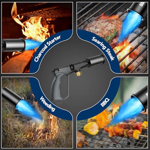 Sondiko Powerful Propane Torch Gun, Cooking Torch for Sous Vide, Charcoal Starter and Steak Searing, Best for Outdoor BBQ Party and Camping, Gray & Black, Gas Welding Kits(Tank Not Included)