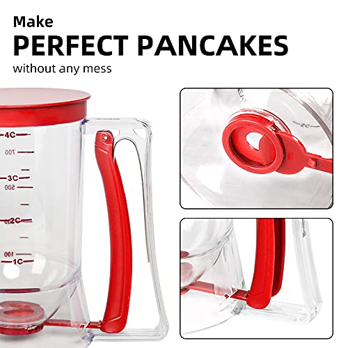 Batter separator Cupcakes Pancakes Cookie Cake Waffles Batter Dispenser cookie separator batter Cream Speratator Cup Measuring Baking Tools (red)
