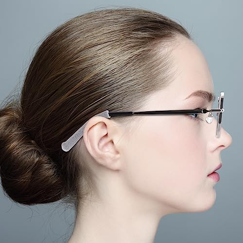 Literry Soft Knitting Cotton Glasses Ear Cushion, Anti-Slip Elastic Comfort Eyeglasses Temple Tips Sleeve, Microstructured Fabric Glasses Ear Grip, Knitting Eyeglass Arm Cushion - Black 3 Pairs