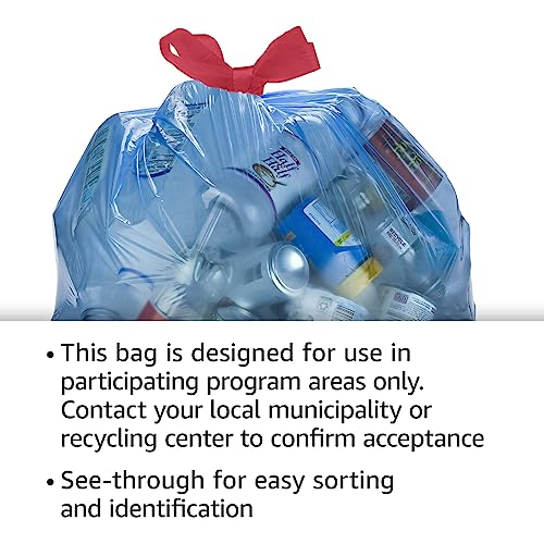 Basics Blue Recycling Drawstring Trash Bags, Tall Kitchen, Unscented, 13 Gallon, 60 Count