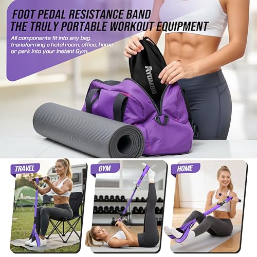 Upgrade Pedal Resistance Band with Handle, Adjustable Tube Foot Pedal Device Puller Exercise Bands, for Abs Arm Leg Waist Workout, Core Pilates, Sit Up Fitness Equipment for Full Body Training