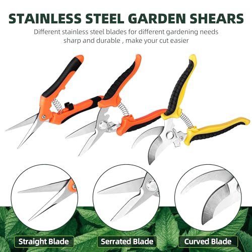 EWPJDK 3 Pack Garden Pruning Shears, Stainless Steel Shears, Gardening Shears, Scissors, Garden Clippers, Pruning Snips, Pruning Shears for Gardening Tools