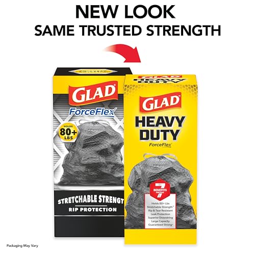 Glad ForceFlex Heavy Duty Large Trash Bags, Hold 80+ lb, 30 Gal, 25 Ct (Package May Vary)