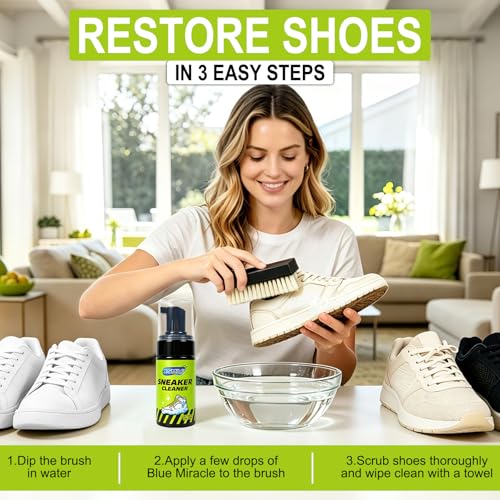 X-SMILE Sneaker Cleaning Kit, Foam Cleaner for White Shoes, PU & Synthetic, Canvas, Mesh & Rubber, Brush, Towel & Wipe 100ml