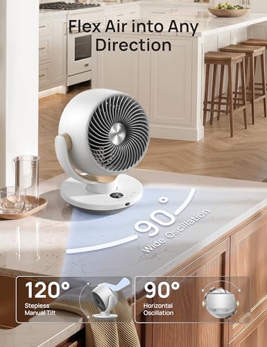 DREO Fan for Bedroom, Desk Air Circulator Fans with Remote, 11 Inch Table Fan for Whole Room, 65ft Powerful Airflow, 120° Vertical Manual and 90° Oscillating, 4 Speeds, 8H Timer, 25dB Quiet, Home