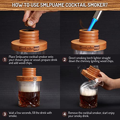 Cocktail Smoker Kit, Old Fashioned Smoker Kit for Bourbon Whiskey Drink, Smoker Infuser Kit with 4 Flavors Wood Chips, Birthday for Husband, Men, Dad