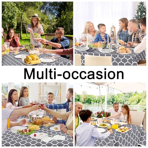 Smiry Rectangle Table Cloth, Waterproof Vinyl Tablecloths with Flannel Backing for Rectangle Tables, Wipeable Spillproof Plastic Tablecloth for Dining, Camping, Indoor and Outdoor (60"x84", Grey)