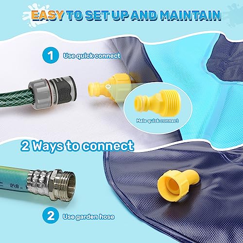 127'' Splash Pad for Dogs, Non-Slip Sprinkler for Kids, Square Splash Pad for Kids Ages 4-8, Splash Pads for Toddlers 1-3, Dog Sprinkler Shallow Pool, Outdoor Water Toys for Backyard, Teal