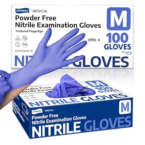 Supmedic Medical Soft Max™ Nitrile Exam Gloves, Powder-Free Latex-Free Food Safe Clean Disposable Glove Blue Iris 100/1000 Ct