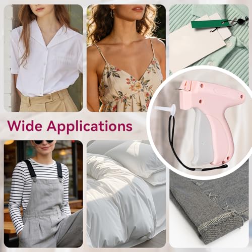 Aisoso Stitch Gun for Clothes, Pink Handheld Stitching Gun Quick Clothing Fixer, 0.5mm Sewing Kit Includes 1500 Black Fasteners and 1500 White Fasteners