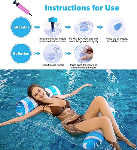 4 Pack Upgrated XL Water Pool Floats, 4-in-1 (Hammock, Saddle, Lounge Chair, Drifter) Multi-Purpose Water Pool Float, Non-Stick PVC Material.