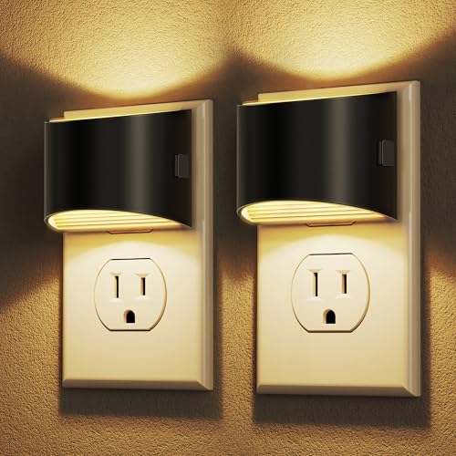DORESshop LED Night Light2 Pack, Night Lights Plug into Wall, 3 Level Brightness Adjustable Plug in Night Light, Dusk to Dawn Sensor, Nightlights