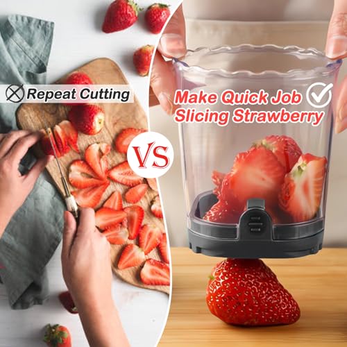 Creative Strawberry & Fruit Slicer - Detachable Cutter with Push Plate (Black)