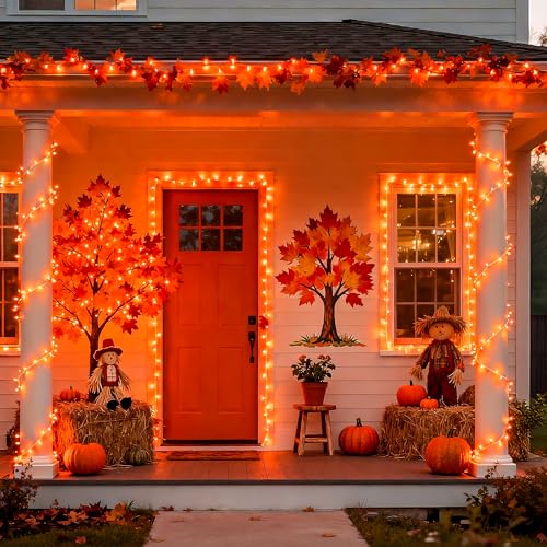 JMEXSUSS 200 LED Orange Halloween Lights Outdoor Indoor Fall Lights Plug in