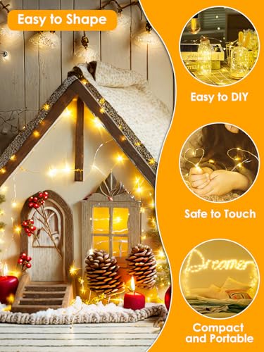 66FT 200 LED Fairy Lights Plug in, 8 Modes Twinkle Lights Warm White