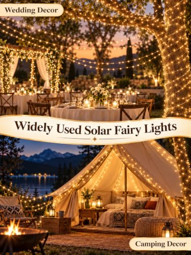 BHCLIGHT Solar String Lights Outdoor, 2 Pack 80 FT 200 LED Fairy Lights