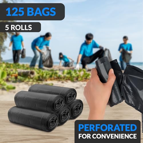 Reli. 40 to 45 Gallon Trash Bags Heavy Duty | 125 Count with Ties | Super Sizeable, Black, Serious Garbage Cleanup