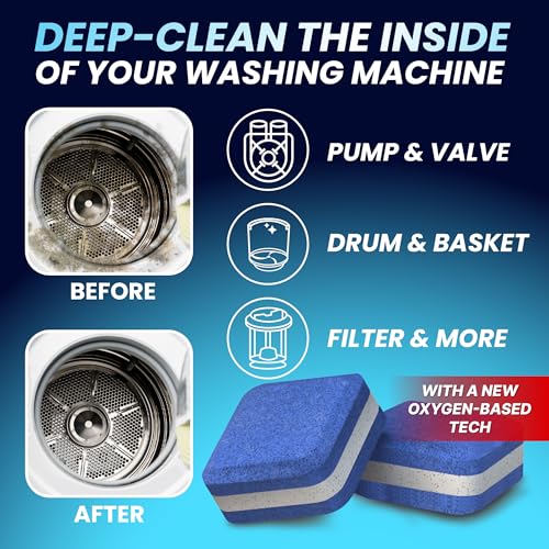 Washing Machine Cleaner Pro Tablets for Pet Owners - 28 Pack, Front & Top Load Washer Deep Cleaning, Septic Tank Safe, HE Support, Remove Stubborn Pet Hair, Eliminates Smells, Prevents Dander Build-up
