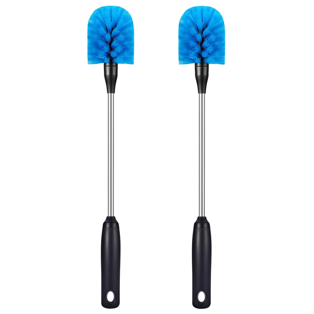 Stainless Steel Bottle Brush with Replaceable Head, Long Handle Scrub Brush for Water Bottles, Glasswares, Mugs, Flasks, Tumblers, Vases, and Kitchen Sink, 2 Pack, 15 in