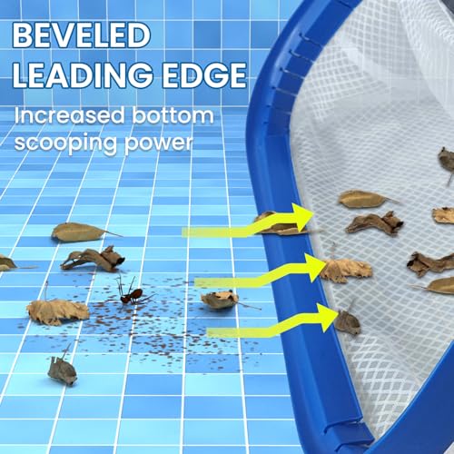 Poolvio 17.5" Pool Net – Heavy Duty Leaf Net with Aluminum Frame with Diamond-Pattern Ultra-Fine Soft Mesh Bag – Pool Cleaning Net for Leaves, Sand, Pollen & Small Debris (No Pole)