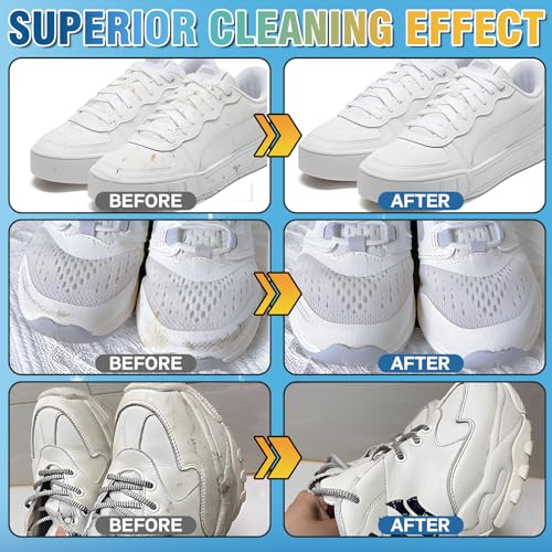 Shoe Cleaner, Deep Cleaning Sole Sneaker Cleaner, Shoe Cleaning Kit with Brush and Towel , White Shoe Cleaner for Sneakers, Tennis Shoes, Leather, Canvas, Rubber, Removes Dirt, Stains, 6.76 oz