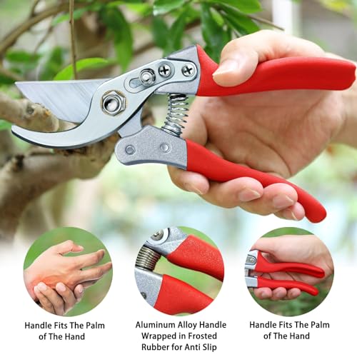 Kynup 8.6" Pruning Shears for Gardening, Garden Shears, Clippers, Garden Scissors, Pruners for Gardening, Heavy Duty Gardening Tools, Stainless Steel Pruners