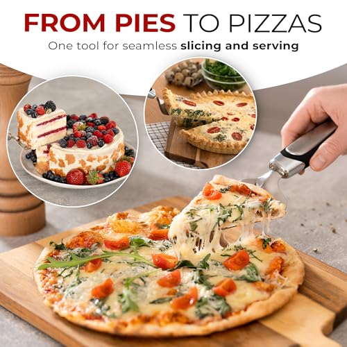 Orblue Pie Server, Essential Kitchen Tool, Serrated on Both Sides, Great for Right or Left Handed Chef, Stainless Steel Flatware, Cake Cutter, Black