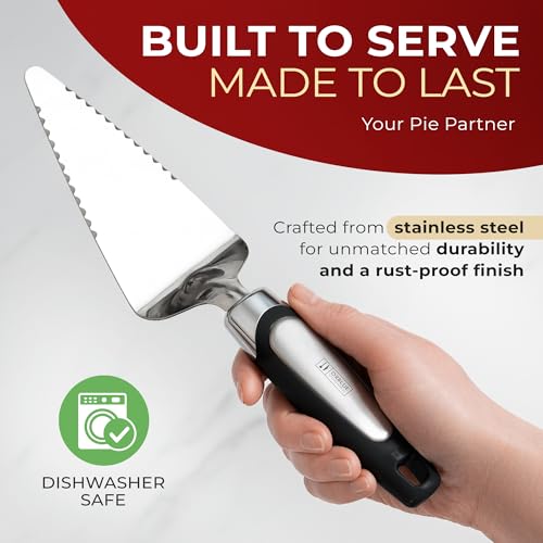 Orblue Pie Server, Essential Kitchen Tool, Serrated on Both Sides, Great for Right or Left Handed Chef, Stainless Steel Flatware, Cake Cutter, Black