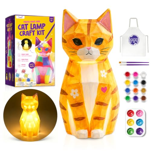 Paint Your Own Cat Lamp Kit, Crafts for Kids Ages 6-12, Gifts for Girls Boy