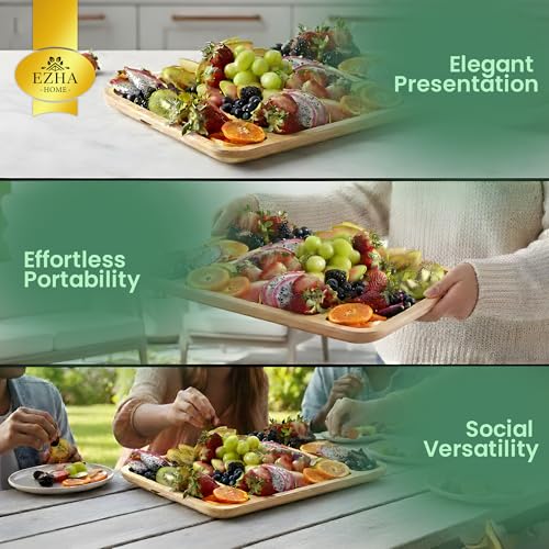 Bamboo Charcuterie Board with Clear Lid, Portable Serving Tray with Handles and Compartments, Cheese Board & Snack Platter for Parties, Travel & Entertaining.