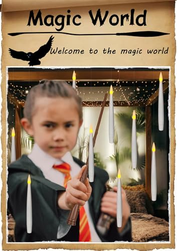 Leejec 20Pcs Flameless Taper Floating Candles with Wand, Halloween Decor
