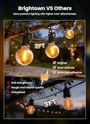 Brightown 108FT 52LED Solar String Lights Outdoor with Remote & USB Port