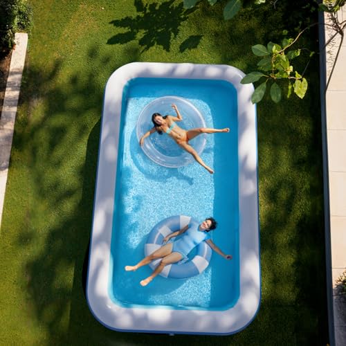 Inflatable Pool for Adults, 103" x 65" x 22" Blow Up Pools, Rectangular Family Swimming Pool