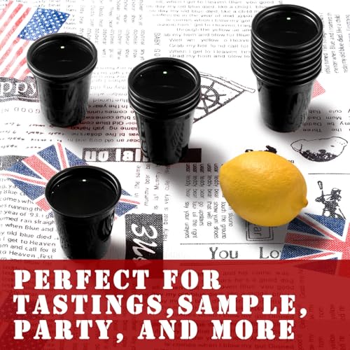 100ct 2oz Mini Black Shot Glasses, Disposable Small Plastic Cups for Parties, Weddings, Events – Bulk Pack