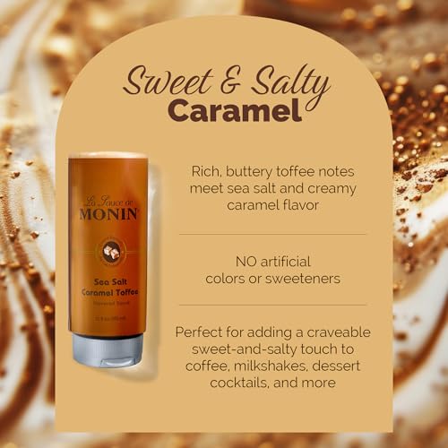 Monin - Sea Salt Caramel Toffee, Rich & Buttery Flavor with Creamy Caramel Notes, Great for Coffee, Milkshakes, & Dessert Cocktails (12 oz)