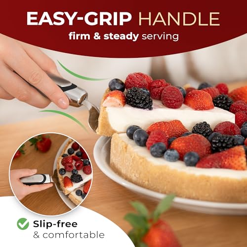 Orblue Pie Server, Essential Kitchen Tool, Serrated on Both Sides, Great for Right or Left Handed Chef, Stainless Steel Flatware, Cake Cutter, Black