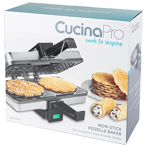 Pizzelle Maker- Non-Stick Electric Baker Press Makes Two 5-Inch Cookies at Once, Even Heating Plates- Must Have Party Baking Supplies- Italian Dessert Treat Making with Recipe Guide- Gift for Her