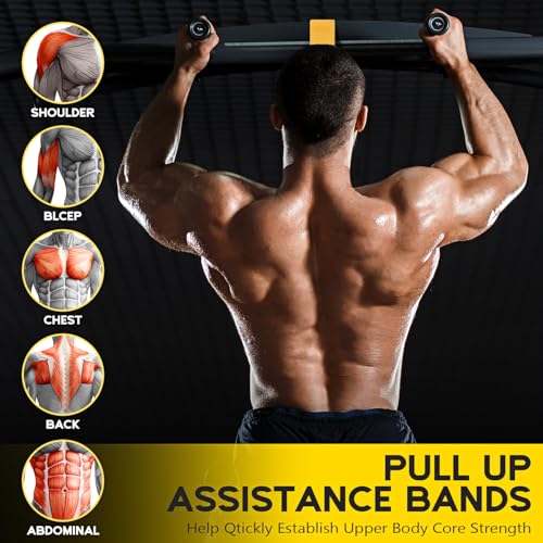 HOXWC Pull Up Assistance Bands, Adjustable Heavy Duty Resistance Band for Pull Up, 3 Pull Up Bands, Comfortable Fabric Feet/Knee Rest, Assistance Bands for Pull-Up, Home Fitness, Body Stretching